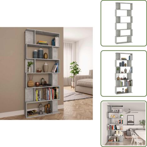 Mobile con scomparti - vidaXL Libreria/Divisorio Grigio Cemento 80x24x192cm Legno Ingegnerizzato - Libreria con 6 scomparti
