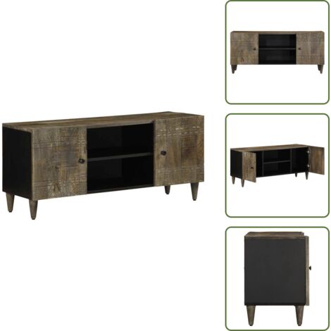 Mobile con Spazio di Archiviazione - vidaXL Mobile Porta TV Grigio Chiaro 105x33,5x46 cm in Legno Mango - Supporto TV