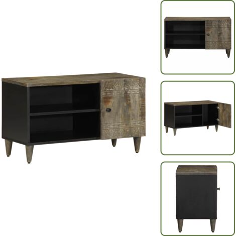 Mobile con Spazio per Oggetti - vidaXL Mobile Porta TV Grigio Chiaro 80x31,5x46 cm in Legno Mango - Mobile per Salotto