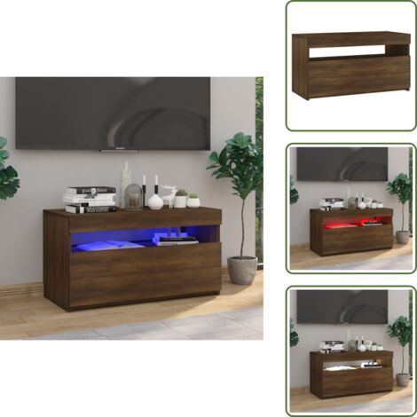 Mobile con stoccaggio - vidaXL Mobile Porta TV con Luci LED Rovere Marrone 75x35x40 cm - Design minimalista