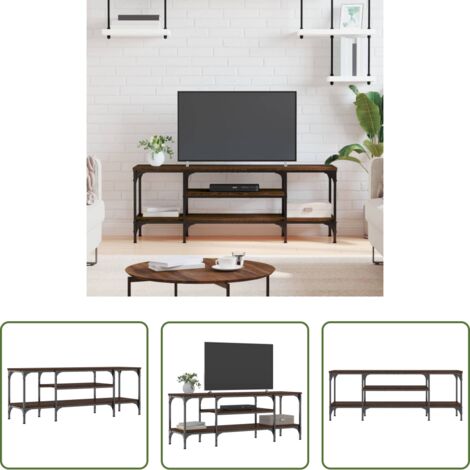 Mobile con TV -  Mobile TV Rovere Marrone 121x35x45 cm Legno Multistrato e Ferro