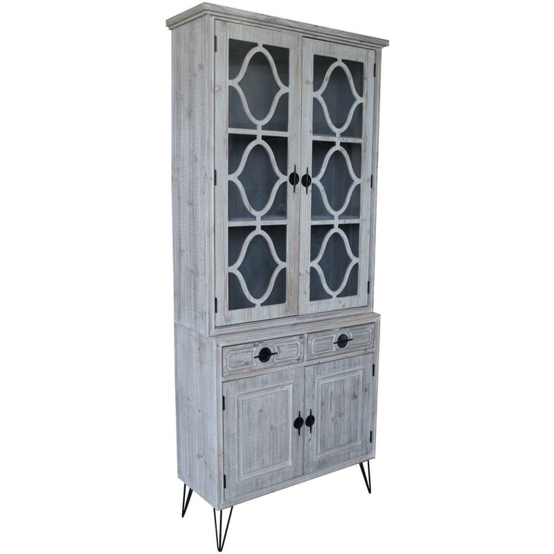 Mobile Con Vetrina Shabby In Legno Sbiancato Moderno Per Salotto Cucina Sala Da Pranzo Soggiorno 83701812
