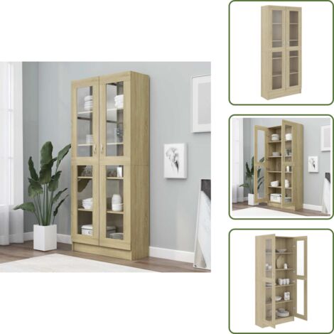 Mobile con vetrina - vidaXL Armadietto Vetrina Rovere Sonoma 82,5x30,5x185 cm Multistrato - Armadio decorativo