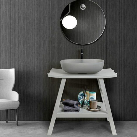 Mobile consolle bagno in Teak naturale con top semicurvo