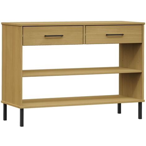 Mobile Consolle Gambe Metallo Marrone Legno Massello Pino OSLO vidaXL