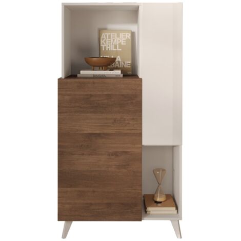 Mobile contenitore alto Marion 81x42x154h colore bianco lucido e mercure