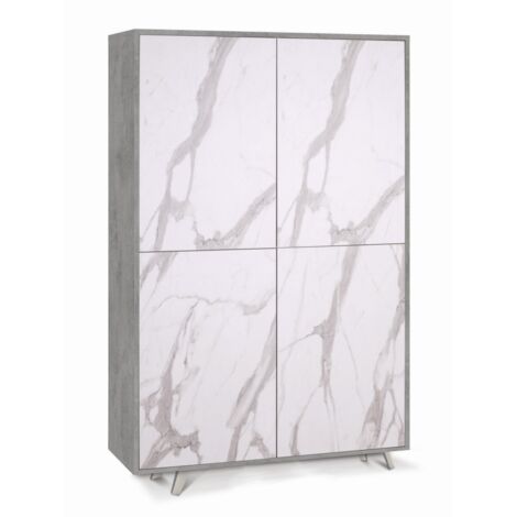 Mobile Credenza 4 Ante Cemento Marmo Madia Buffet Armadio Dispensa Piattaia