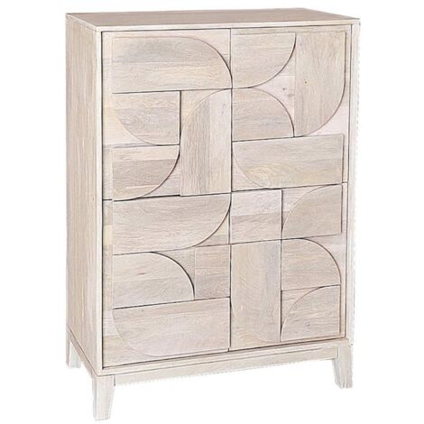 Mobile credenza "Archita" in mdf-legno di mango, schienale in mdf -Beige / 2 ante - 100 x 42 x 85 cm