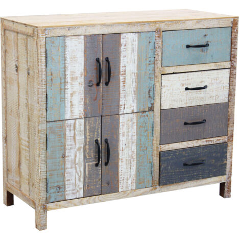 Mobile credenza da ingresso in legno colorato con 4 cassetti e 4 ante Clarence