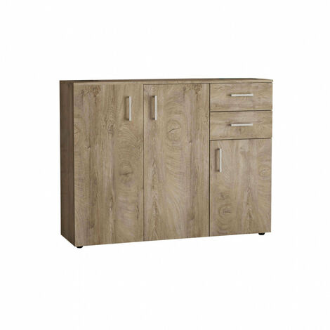 Mobile credenza da interno in legno nobilitato bilaminato con 3 ante e 2 cassetti Linea Classic -  Marrone
