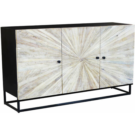 Mobile credenza da interno soggiorno salotto a 3 ante in legno di mango e struttura in metallo Linea Elegance