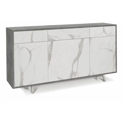 Mobile credenza madia con 3 cassetti cemento calacatta A7076CEMCK