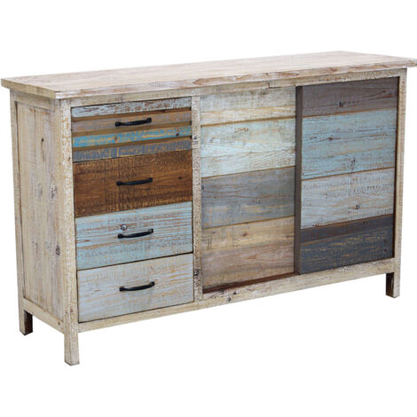 Mobile credenza madia da interno soggiorno in legno colorato con 4 cassetti e 2 ante scorrevoli Linea Classic