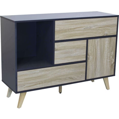 Mobile credenza madia moderna da interno soggiorno in legno nobilitato bilaminato con 3 cassetti ed 1 anta Linea Elegance -  White
