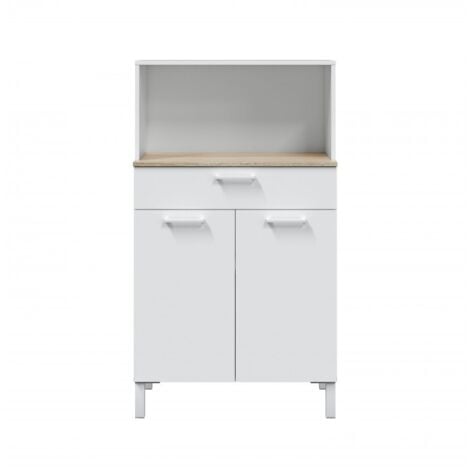 Mobile cucina 72x40x126 cm bianco opaco e rovere canadese con 2 ante e 1 cassetto – Fanaro