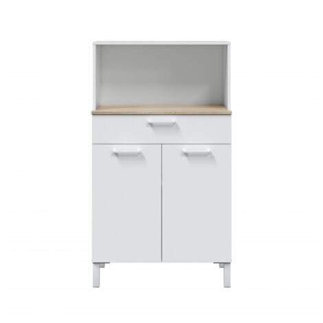 Mobile cucina 72x40x126 cm bianco opaco e rovere canadese con due ante e un cassetto - Fanaro