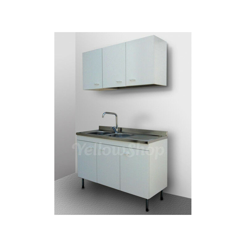 Lavello Cucina Con Mobile E Scolapiatti.Mobile Cucina Cm 120x50 3 Ante Dx Completo Di Lavello Dx Pensile Cm 40 Dx E Scolapiatti Cm 80 Col Bianco Prd1200bd