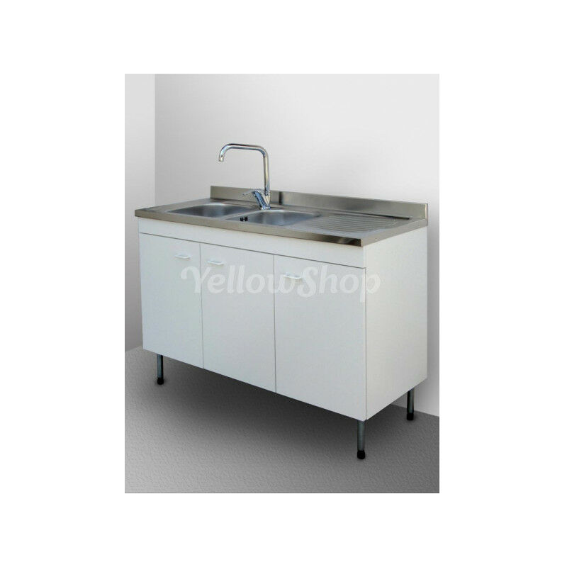 Lavelli Completi Per Cucina.Mobile Cucina Cm 120x50 3 Ante Dx Completo Di Lavello Dx Pensile Cm 40 Dx E Scolapiatti Cm 80 Col Bianco Prd1200bd