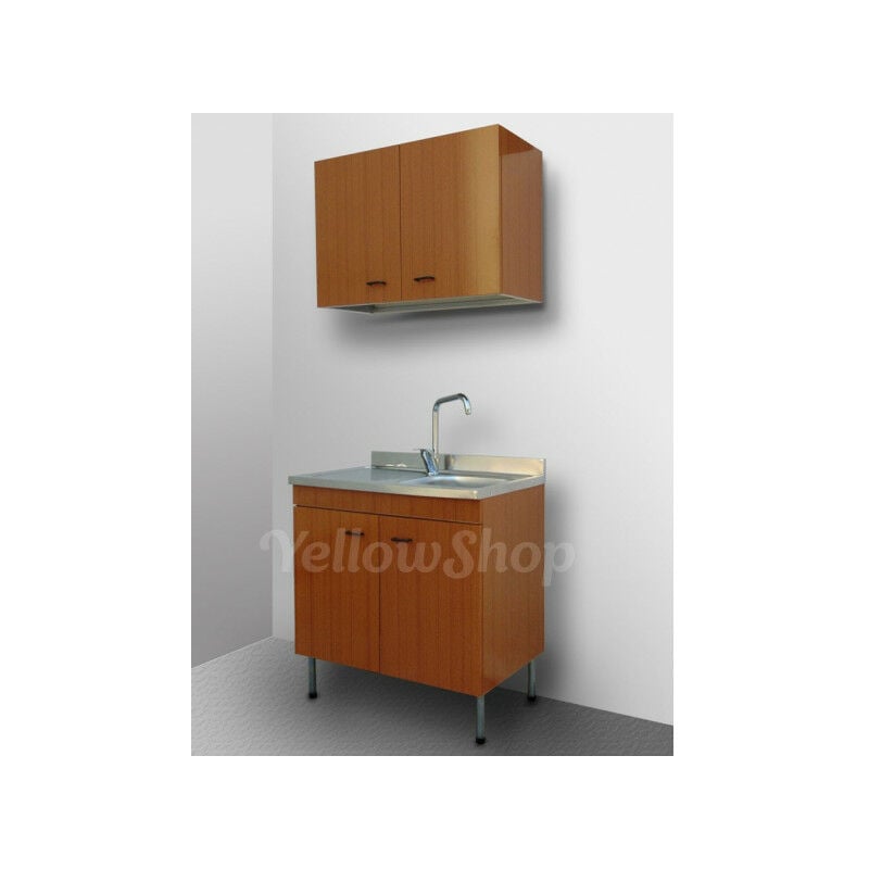 Mobile Lavello Cucina 2 Vasche.Mobile Cucina Cm 80x50 2 Ante Completo Di Lavello 2 Vasche E Scolapiatti Col Teak Prd800t