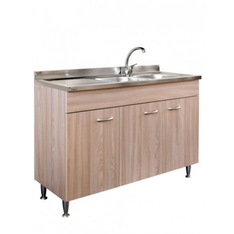 Mobile cucina due ante con lavello inox dx finitura olmo 120x50xH81cm Potres Sabin