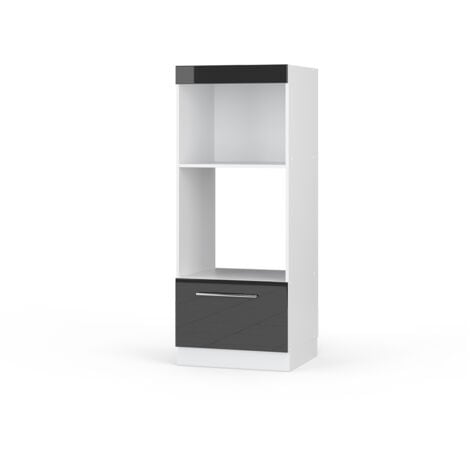 Mobile cucina microonde Fame-Line, Antracite lucido, 60 cm aperto, Vicco