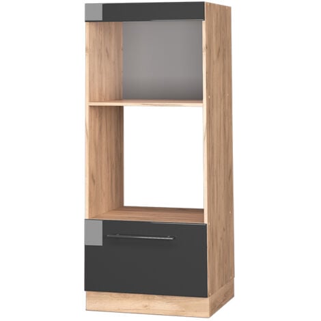 Mobile cucina microonde Fame-Line, Antracite lucido, 60 cm aperto, Vicco