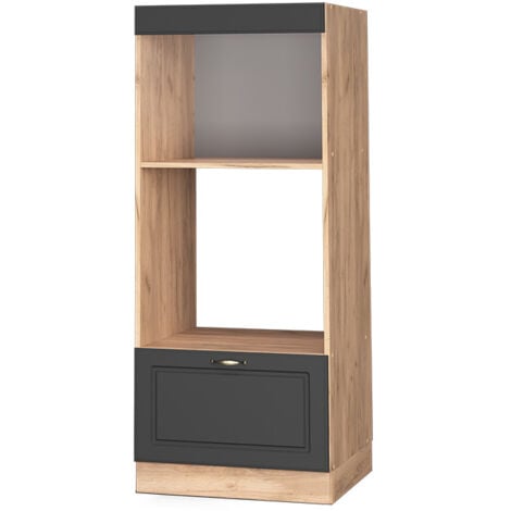 Mobile cucina microonde Fame-Line, Antracite-oro, 60 cm aperto, Vicco