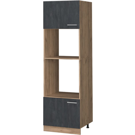 Mobile cucina microonde R-Line, Calcestruzzo nero, 60 cm, Vicco