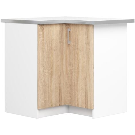 Mobile cucina modulare con piano di lavoro AKORD LIMA Bianco 84 cm 2 ante inserto frontale Sonoma Quercia 84x44,5x85,5 cm