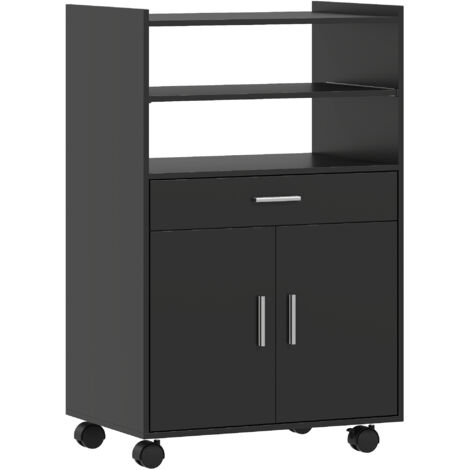 Mobile Cucina Multiuso 59x40x92 cm con Ripiano Estraibile in MDF Nero