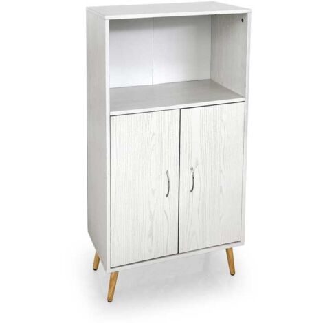 MOBILE DA ARREDO ALTO CON ANTE E VANO APERTO 60X30X115CM COLORE BIANCO