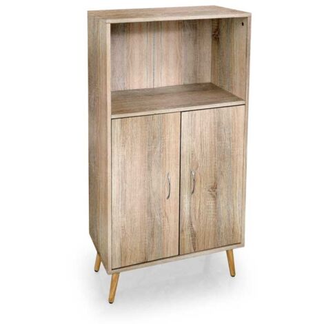 MOBILE DA ARREDO ALTO CON ANTE E VANO APERTO 60X30X115CM COLORE ROVERE