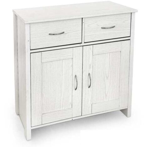 MOBILE DA ARREDO CON 2 CASSETTI E 2 ANTE 79X35X80CM IN COLORE BIANCO