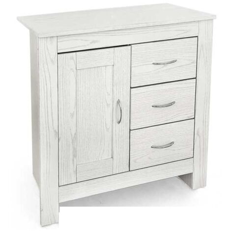 MOBILE DA ARREDO CON 3 CASSETTI E ANTA IN LEGNO 80 X 35 X H80 CM COLORE BIANCO