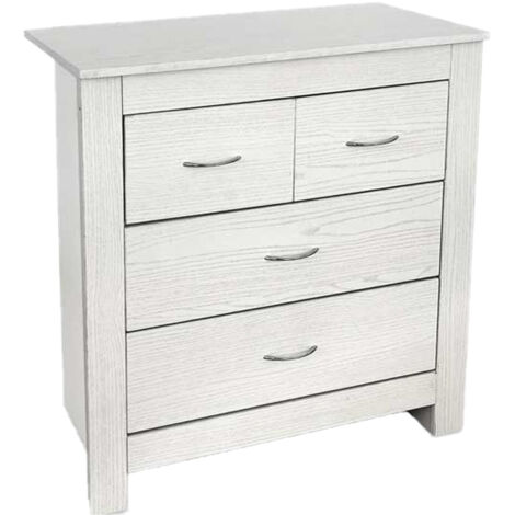 MOBILE DA ARREDO CON 4 CASSETTI IN LEGNO 79 X 38 X H81 CM COLORE BIANCO