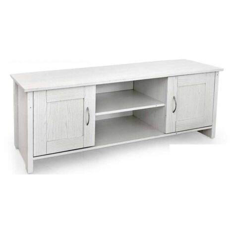 MOBILE DA ARREDO PORTA TV IN LEGNO CON 2 ANTE E VANI APERTI 130X39X48 CM BIANCO