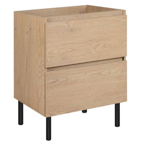 Mobile da bagno 140 cm (2x 60 + 20) con piano di lavoro superiore + piedini per mobili, Colore: Rovere Chiaro, 140 x 46 x 80,7 cm