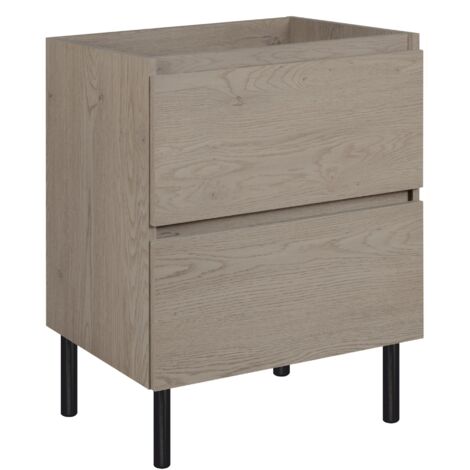 Mobile da bagno 140 cm (2x 60 + 20) con piano di lavoro superiore + piedini per mobili, Colore: Rovere Chiaro, 140 x 46 x 80,7 cm