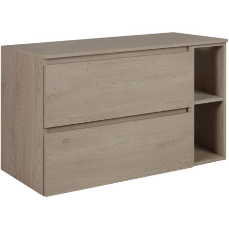 Mobile da bagno 80 cm con piano di lavoro superiore, Colore: Rovere Scuro, 80 x 46 x 60,7 cm