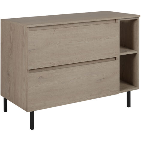 Mobile da bagno 80 cm con piano di lavoro superiore + piedini per mobili, Colore: Rovere Scuro, 80 x 46 x 80,7 cm