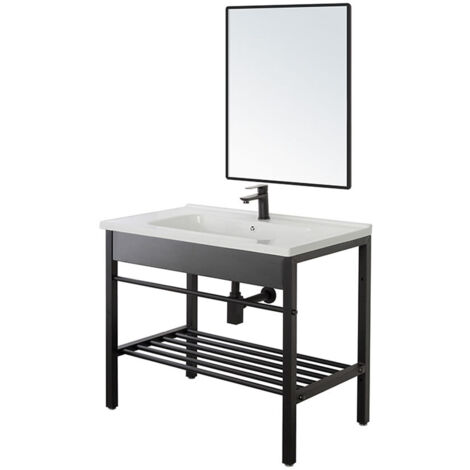 Mobile da bagno 80cm in metallo nero Borg Feridras