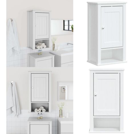 Mobile da Bagno a Muro BERG Bianco 40x27x71,5 cm Massello Pino - Mobile da Parete - Mobile in Legno