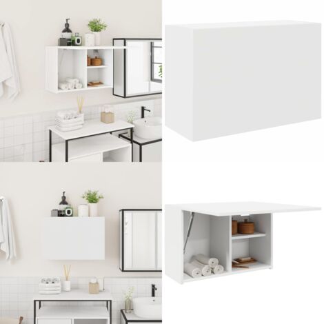 Mobile da Bagno a Parete Bianco 60x25x40cm in Legno Multistrato - Armadio da bagno - Armadio in truciolato