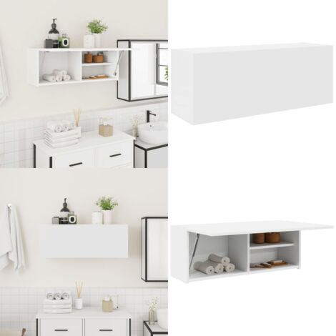 Mobile da Bagno a Parete Bianco 80x25x30cm in Legno Multistrato - Armadio da bagno - Armadio in legno