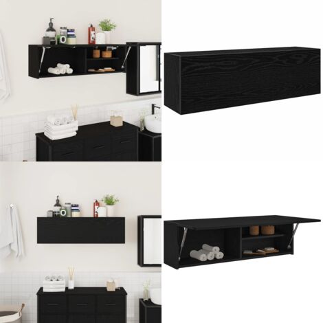 Mobile da Bagno a Parete Nero 100x25x30 cm in Truciolato - Armadio da bagno - Truciolato