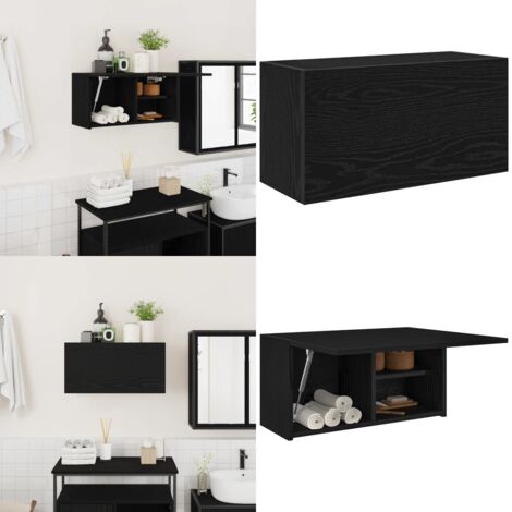Mobile da Bagno a Parete Nero 60x25x30 cm in Legno Multistrato - Armadio da bagno - Armadio in truciolato