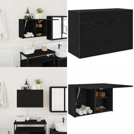 Mobile da Bagno a Parete Nero 60x25x40 cm in Legno Multistrato - Armadio da bagno - Arredamento da bagno