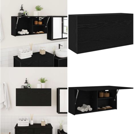 Mobile da Bagno a Parete Nero 80x25x40 cm in Truciolato - Armadio da bagno - Armadio in truciolato