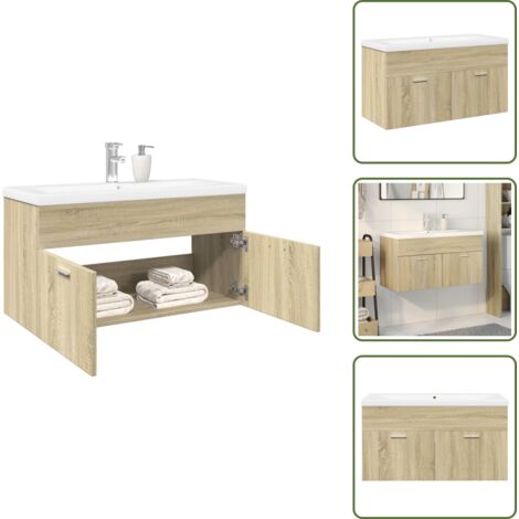 Mobile da bagno a parete - vidaXL Mobile da Bagno con Lavabo Integrato Rovere Sonoma - Lavabo in ceramica