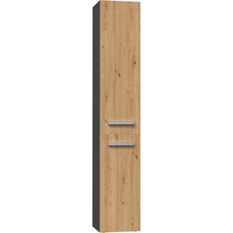 Mobile da bagno, Antracite / Rovere Artigianale, 30 x 174 x 30 cm